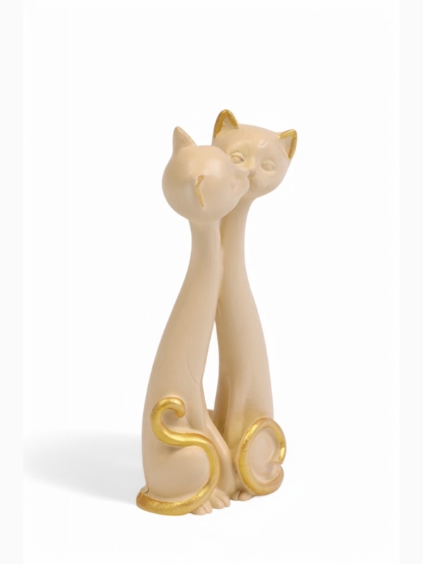 Фигура Фигура "Влюбленные кот и кошечка" 15х4х6см, бежевый с золотом