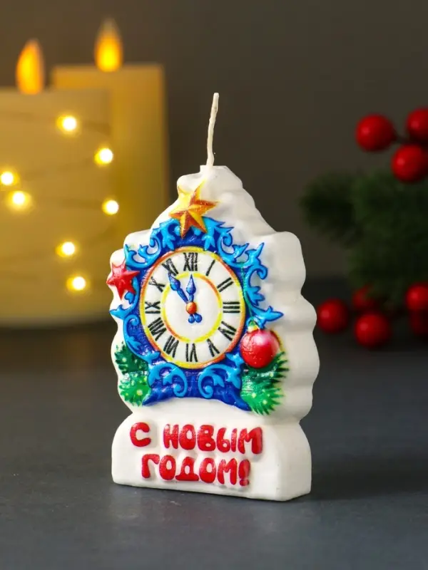 Свеча новогодняя "Куранты. Барельеф" 5,4х1,7х8 см