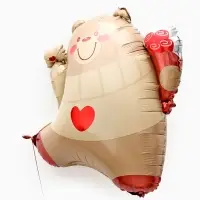 Воздушный шар фольгированный 27" &laquo;Мишка с букетом&raquo;