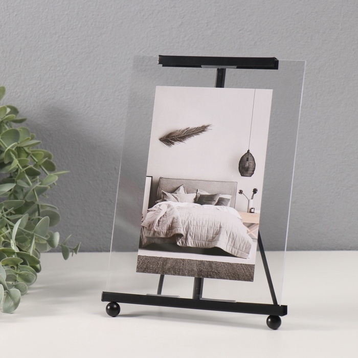 Фоторамка металл на 1 фото 10х15 см "Лаконичность" черный 1х15,2х21 см