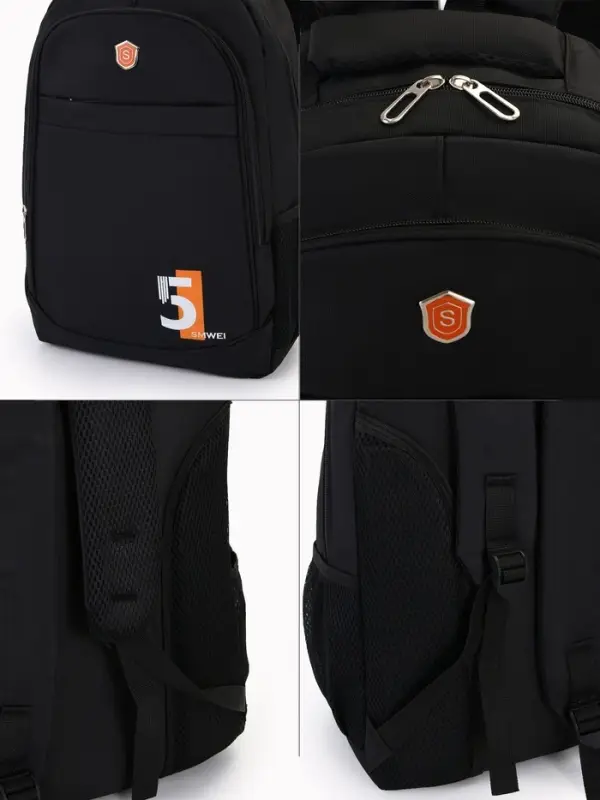 Рюкзак молодёжный на молниях, с принтом, 4 кармана, с принтом, размер 35&times;18&times;50 см, чёрный