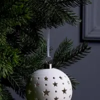 Ёлочный шар &laquo;Звёздное небо&raquo;, 9&times;9&times;9.8 см, 1 LED, керамика, от батареек LR44&times;2, свечение тёплое белое