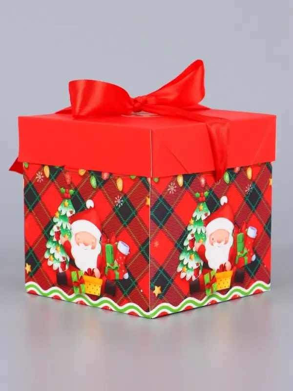 Коробка Самосборная "Дедушка мороз"  10х10х10 см