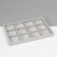 Подставка для украшений QF, 12 ячеек, флок, 35&times;24&times;3 см, серая