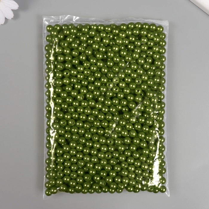 Набор бусин Набор бусин "Жемчуг" d 8 мм, 250 гр, хаки