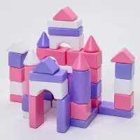 Кубики детские, пластиковые, цветные, 41 штука, 6&times;6 см, цвет розовый