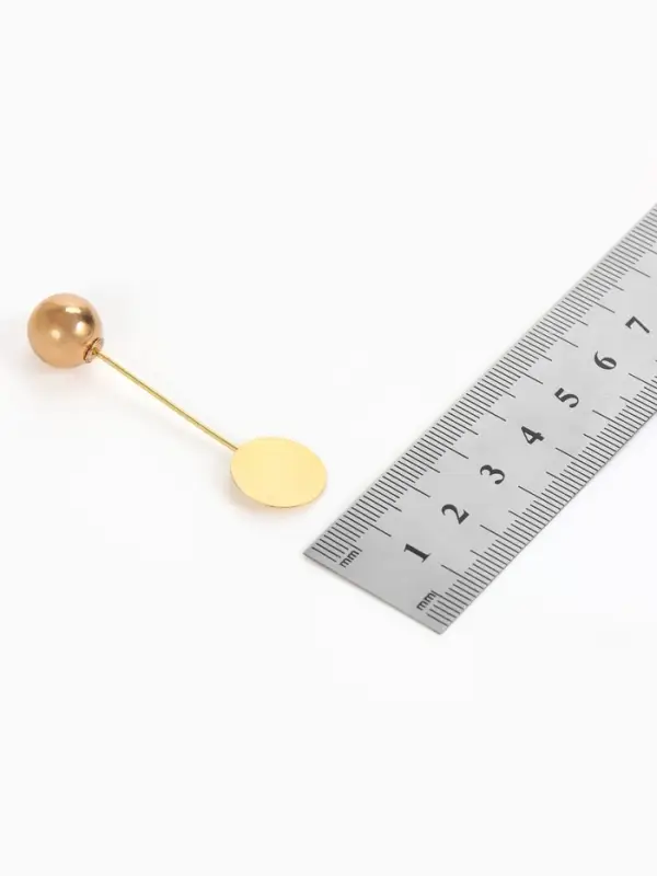 Основа &laquo;Брошь-игла&raquo; с шариком d=1.2 см (набор 5 шт.), L=5 см, площадка 1.5 см, цвет золото