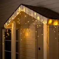 Гирлянда &laquo;Бахрома&raquo; 4&times;0.6 м, IP44, тёмная нить, 180 LED, свечение тёплое белое, 8 режимов, 220 В