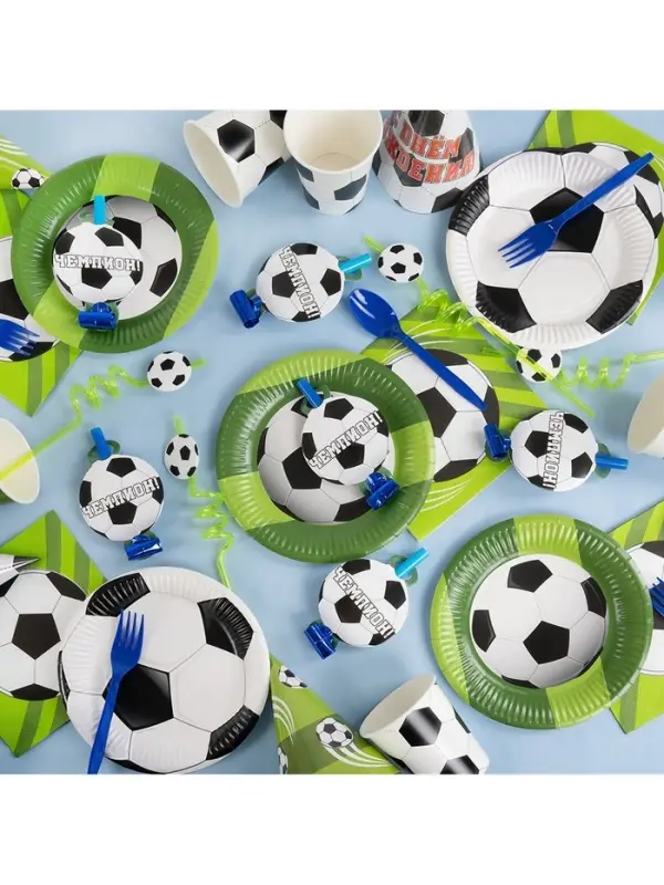 Карнавальные язычки гудки "Футбол" 11 см, 6 шт. в упак.