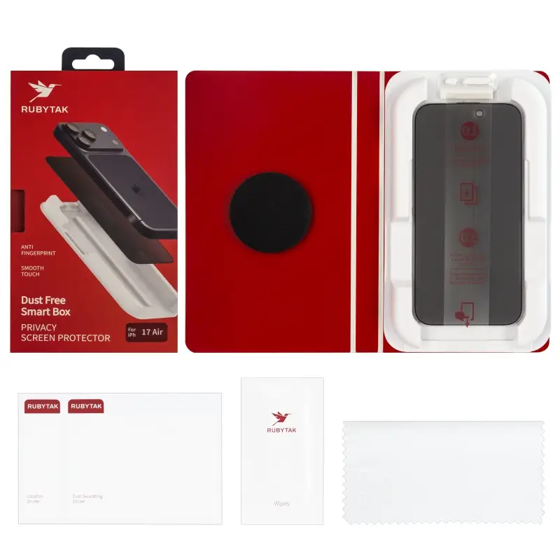 Защитное стекло для iPhone 17 Air RUBYTAK Privacy с аппликатором