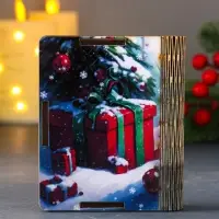 Шкатулка-конверт для для подарочных карт или денег № 1 "Снегирь на елке". 9,8х8,5х2 см.