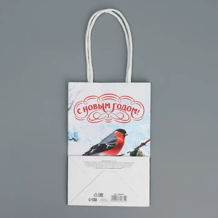 Пакет подарочный новогодний крафтовый «Зимушка», 15 х 10 х 6 см