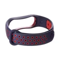 Ремешок для фитнес-браслета Mi Band 5/6/7 Luazon, с перфорацией, чёрный, красный