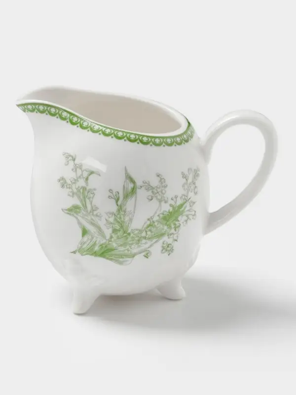 Молочник WY Bloomware, 250 мл, фарфор, белый, зелёный