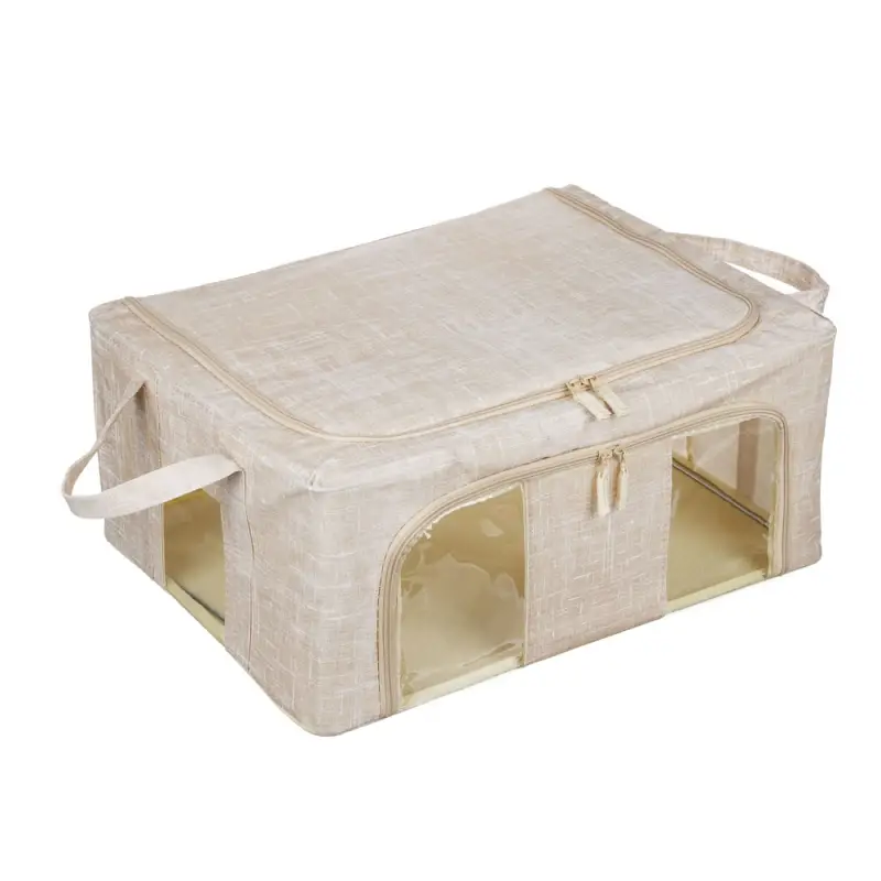 Короб жесткий тм VETTA ЛЁН, складной метал.каркас,полиэстер, 50х40х22см, бежевый