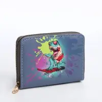 Кошелёк детский на молнии Выбражулька &laquo;Динозавр&raquo;, тёмно-синий