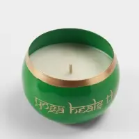 Свеча в чаше Yoga heal the soul, 200 г, 8.5&times;7 см, соевый воск, зелёная
