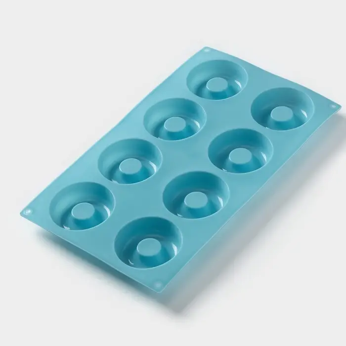 Форма для выпечки Доляна &laquo;Сладости. Пончики&raquo;, 29&times;17 см, 8 ячеек (d=6 см), силикон, МИКС