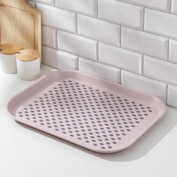 Поднос с антискользящим покрытием, 45×35,5 см, цвет МИКС Поднос с антискользящим покрытием, 45×35,5 см, цвет МИКС