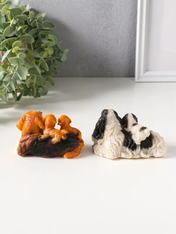 Сувенир полистоун "Собаки с щенками" набор 2 шт 5,5х9,5х5,5 см