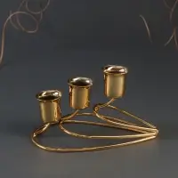 Металлический подсвечник на 3 свечи &laquo;Капли&raquo;, золото, 14&times;8&times;8 см