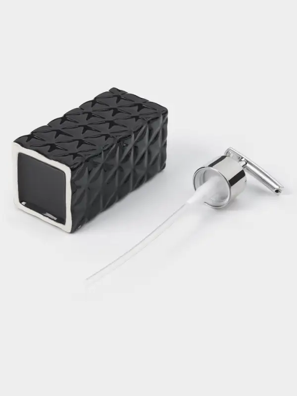 Набор аксессуаров для ванной комнаты &laquo;Ромбы&raquo;, 4 предмета, дозатор 230 мл, мыльница, 2 стакана, чёрный