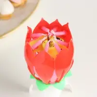 Свеча для торта музыкальная &laquo;Тюльпан&raquo;, красная, 12&times;5 см