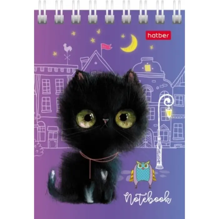 Блокнот А7, 40 листов на гребне "Кошарики", обложка мелованный картон, блок 65 г/м2, МИКС