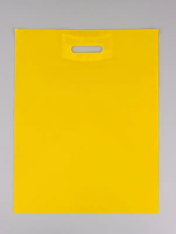 Пакет с вырубной усиленной ручкой, жёлтый, ПВД, 40&times;50, 45 мкм