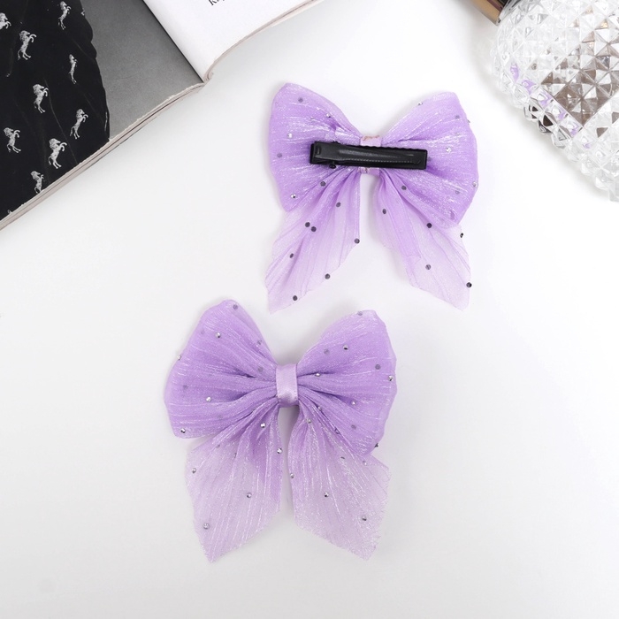 Зажим для волос  Зажим для волос "Марта" (набор 2 шт) переливы, 7,5 см, сиреневый