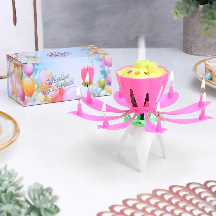 Свеча для торта музыкальная «Тюльпан», розовая, 12×5 см Свеча для торта музыкальная «Тюльпан», розовая, 12×5 см