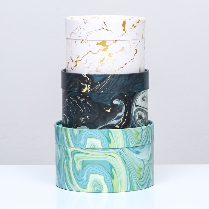 Набор шляпных коробок 3 в 1,"Тонкие грани",16 х 10,14 х 9,13 х 8,5 см