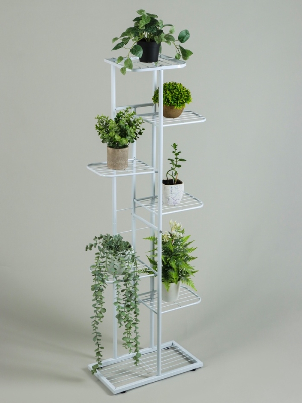 Подставка для цветов Greengo, 7 полок, 43 × 22 × 126 см, напольная, металл, белая Подставка для цветов Greengo, 7 полок, 43 × 22 × 126 см, напольная, металл, белая