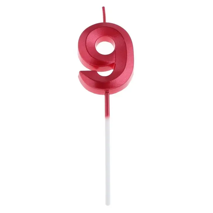 Свеча в торт на шпажке «Цифра 9», красная, 5 см Свеча в торт на шпажке «Цифра 9», красная, 5 см