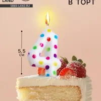 Свеча в торт на день рождения «Цифра 4», 5.5 см