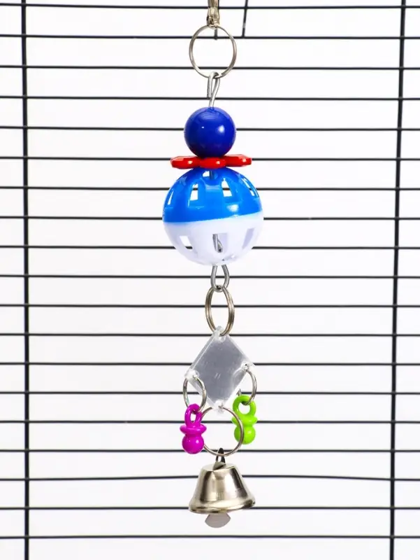 Игрушка для птиц &laquo;Дискотека&raquo;, 19&times;4 см, с зеркалом и шариком, цвет МИКС