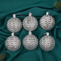 Ёлочные игрушки &laquo;Гелио&raquo;, шары новогодние, d=6 см, набор 6 шт., прозрачно-серебристый