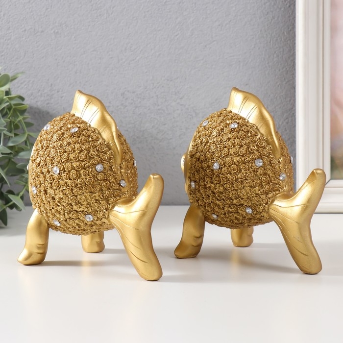 Сувенир полистоун Сувенир полистоун "Золотые рыбки со стразами" набор 2 шт 15х9х15 см