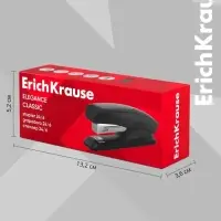 Степлер ErichKrause Elegance Half-strip №24/6 и 26/6, до 30 листов, вмещает до 100 скоб, глубина закладки бумаги до 55 мм, чёрный