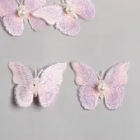 Декор для творчества текстиль вышивка "Бабочка розово-сиреневая" двойные крылья 5х6,3 см Декор для творчества текстиль вышивка "Бабочка розово-сиреневая" двойные крылья 5х6,3 см
