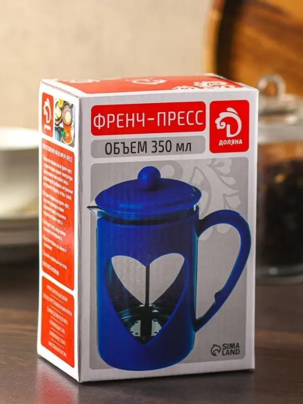 Заварочный чайник френч-пресс Доляна &laquo;Комплимент&raquo;, 350 мл, стекло, бирюзовый