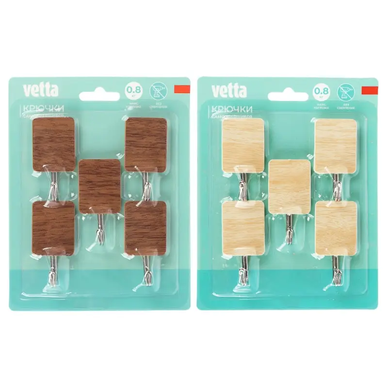 Крючки самоклеящиеся тм VETTA, металл, PS, 2 цвета, 5шт