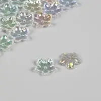 Бусины пластиковые &laquo;Цветы&raquo;, 1.2&times;1.2&times;0.3 см, (набор 30 шт.), цвет радужный