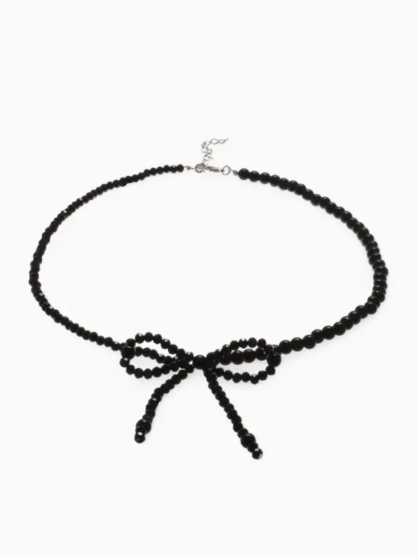 Бусы &laquo;Бантик&raquo;, бусина №4.6, чёрные в серебре, 40 см