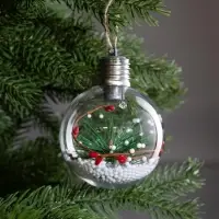 Ёлочный шар &laquo;Еловая ветка&raquo;, 1 LED, от батареек, свечение тёплое белое