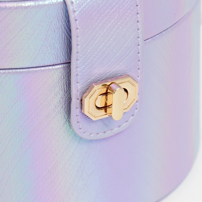 Шкатулка кожзам для украшений круглая  Шкатулка кожзам для украшений круглая "Переливы сирень" 12х17,5х17 см