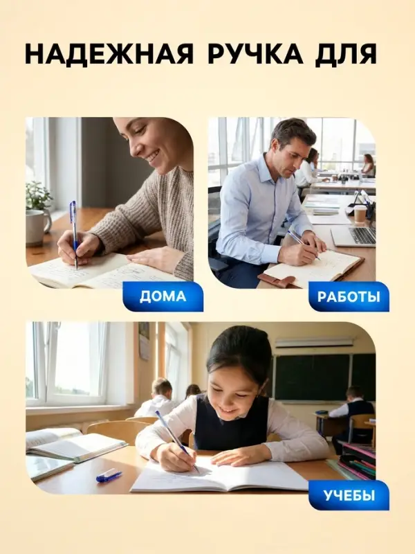 Ручка шариковая Pensan Officepen, синий стержень, узел 1 мм, на масляной основе