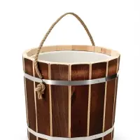 Ведро из липы, 15л,  пластиковая вставка, ручка-веревка "Добрыня"