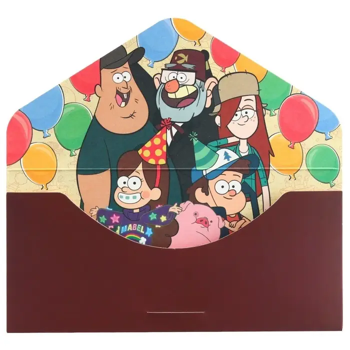 Конверт для денег, софт тач, тиснение, 19 х 9 см, Гравити Фолз