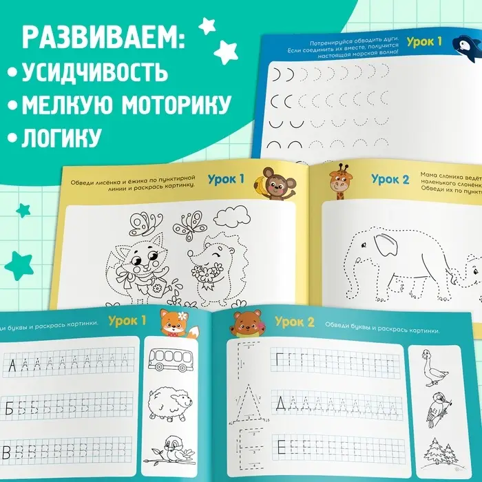 Прописи для дошкольников, набор 6 шт. по 16 стр., виды МИКС